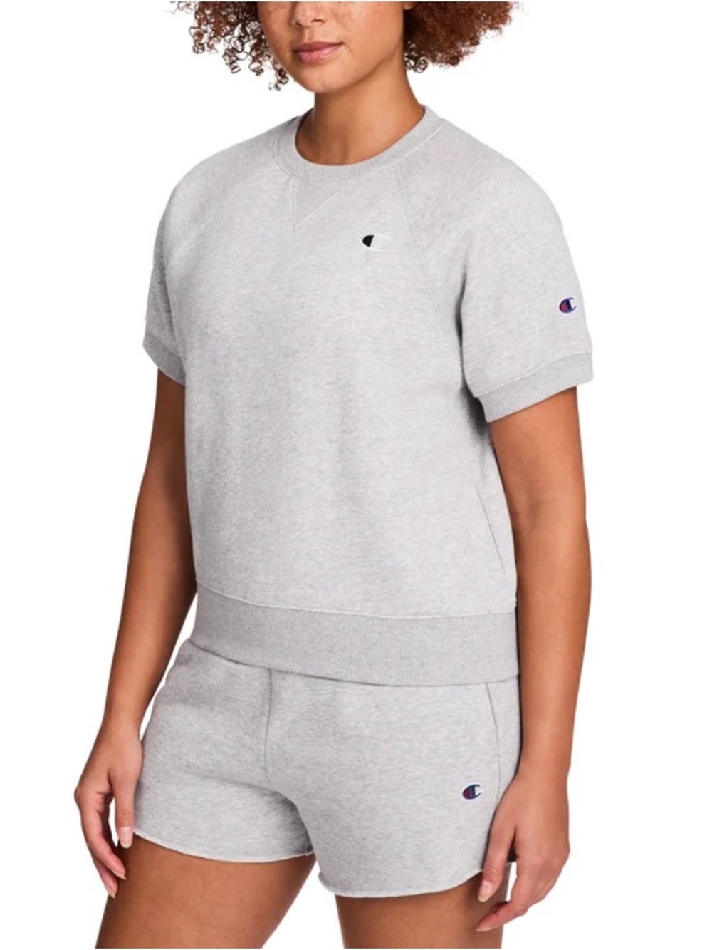 Champion Women's Short Sleeve Logo Fleece Sweater